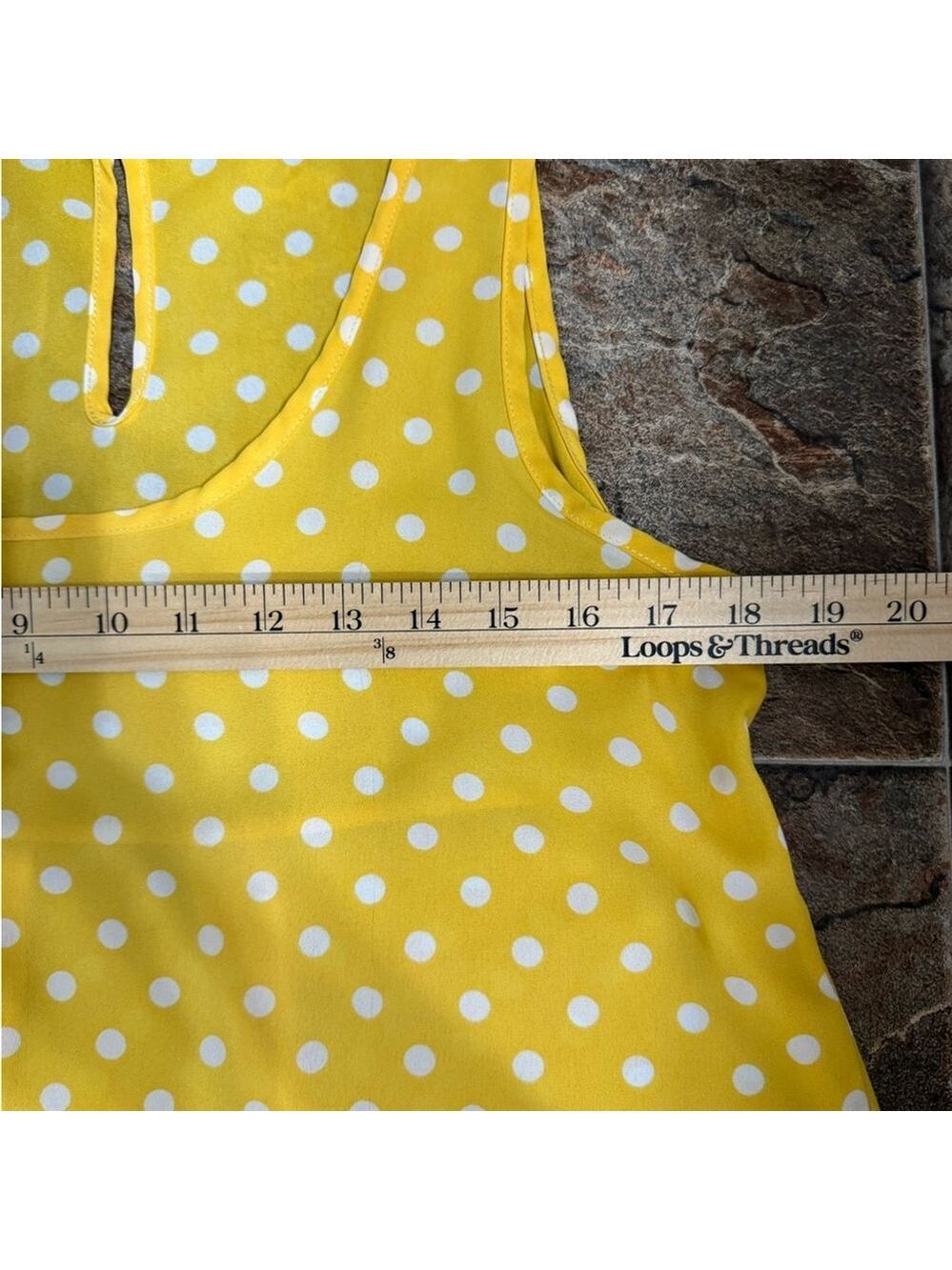 Pleione Yellow White Polka Dot Tank Top Women’s Small High Low Hem Preppy Retro - Picture 12 of 12